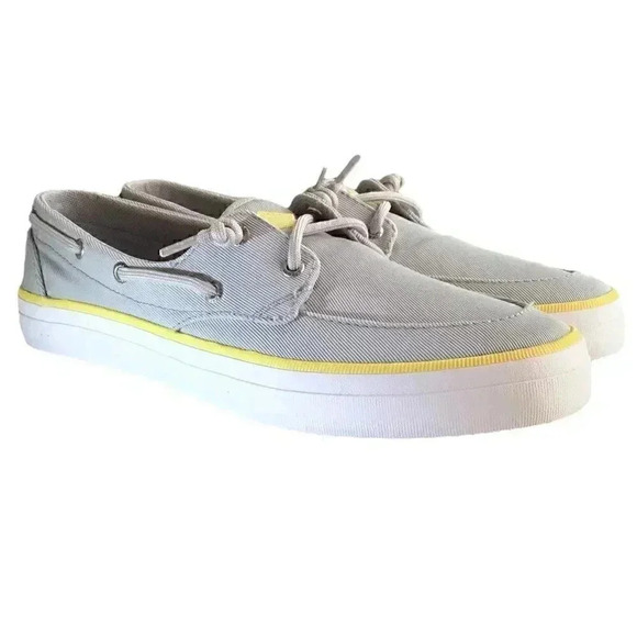 Sperry Shoes - Sperry Crest Boat Women 9.5 Lace-Up Boat Shoes Gray Canvas Fabric Barrel Tie NEW